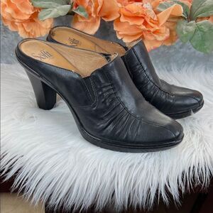Sofft Womens Shoes Heels Mule Slides Black Leather Size 8